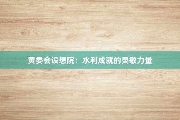 黄委会设想院：水利成就的灵敏力量